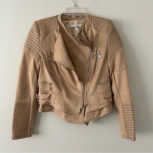 Ivory & Chain Faux Suede Moto Jacket